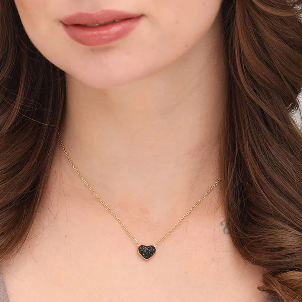 Medium Black Heart Necklace