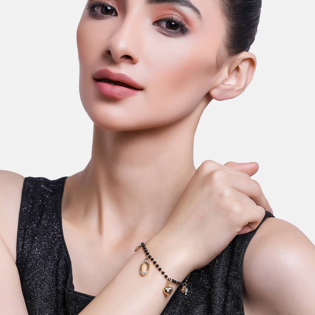 Estele Gold Plated Fashionable Mangalsutra Bracelet For Women