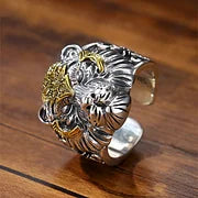 Sterling Silver Tiger Head Amulet Ring