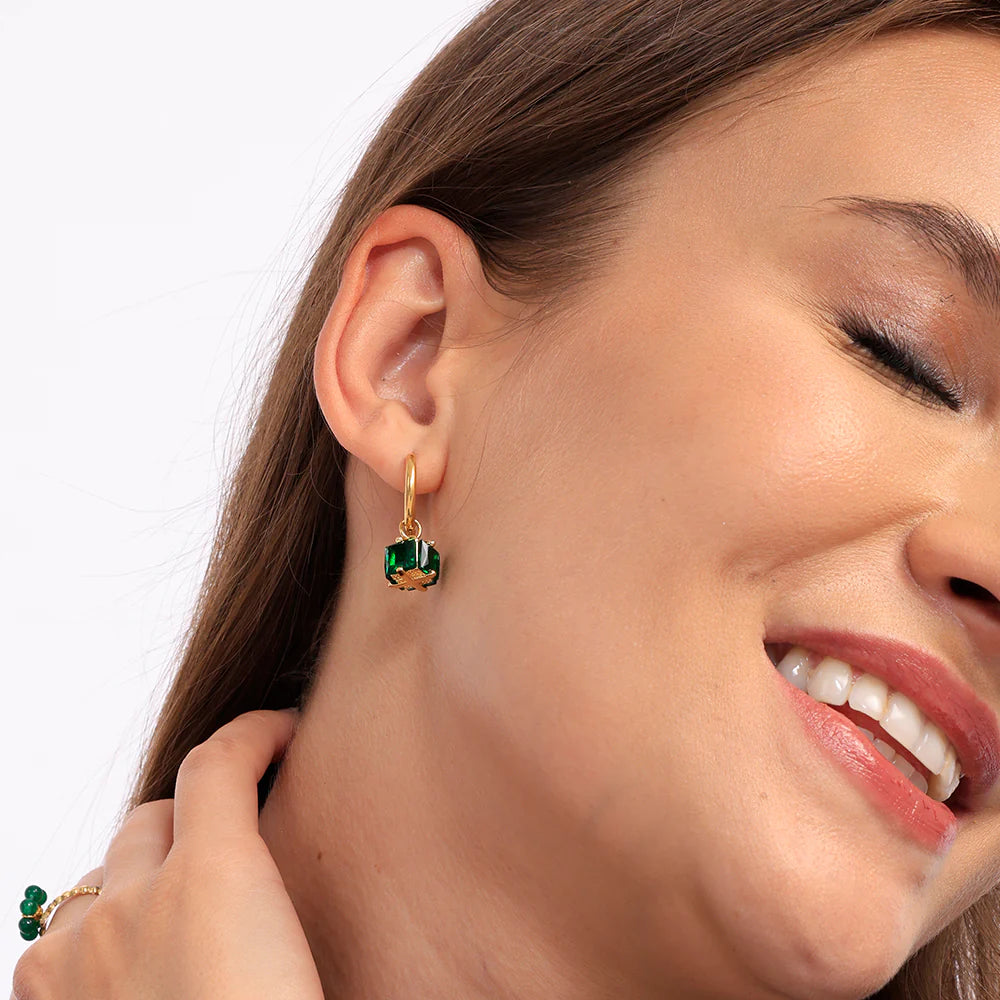 Emerald Hoop Earrings