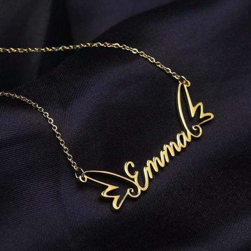 Gold Plated Angel Wings Name Necklace