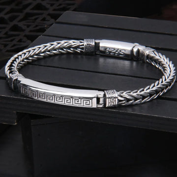 Sterling Silver Revolve Pattern Chain Bracelet