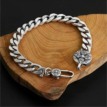 Sterling Silver Vajra Pestle round sign Bracelet