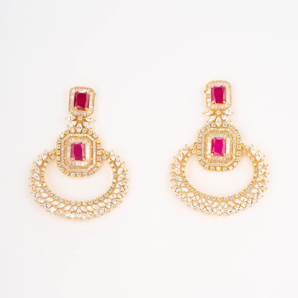 Gold pearl stone ruby hangings