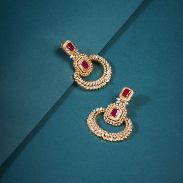 Gold pearl stone ruby hangings