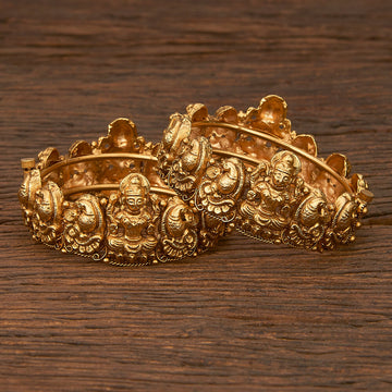 Antique Temple Bangles With Matte Gold Plating.B