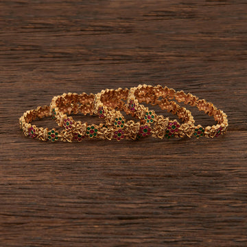 Antique Temple Bangles With Matte Gold Plating. A