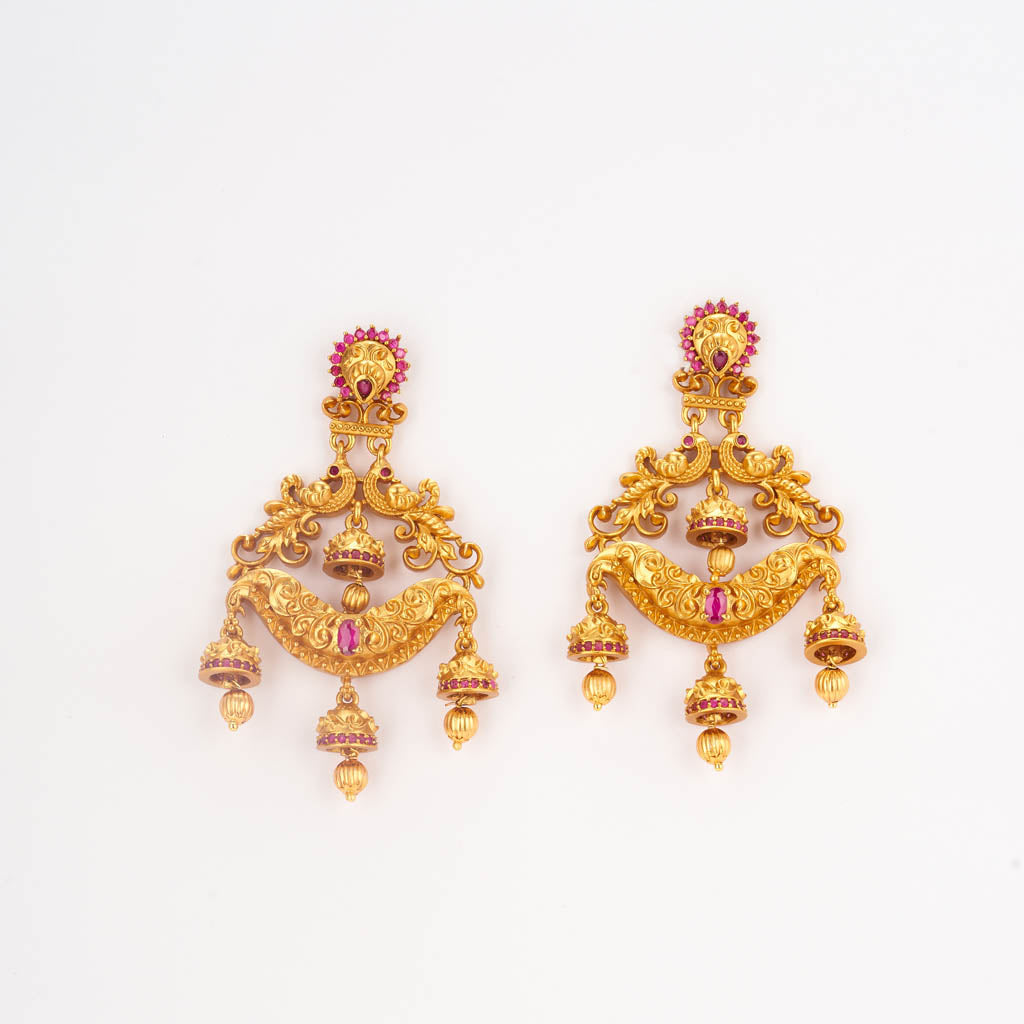 Classy pearl ruby studded hangings