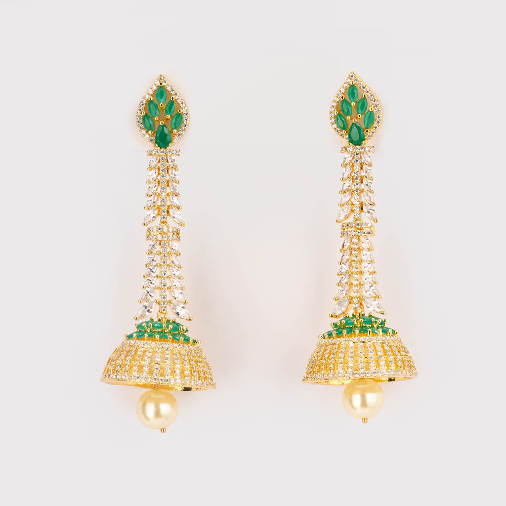 green pearl jhumkas
