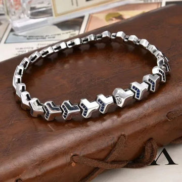 Sterling Silver Bully Mountain Armour Geometric Punk Bracelet