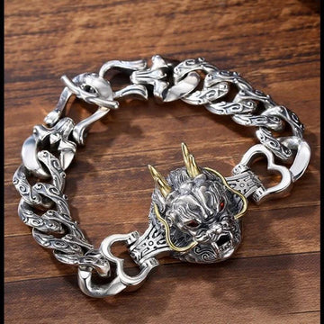 Sterling Silver Dragon Roar Nine Days Curb Chain Bracelet