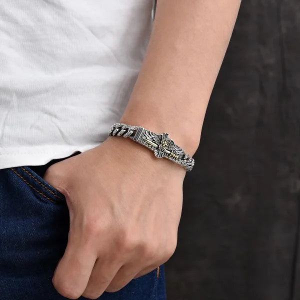 Sterling Silver Personalized Eagle Bracelet