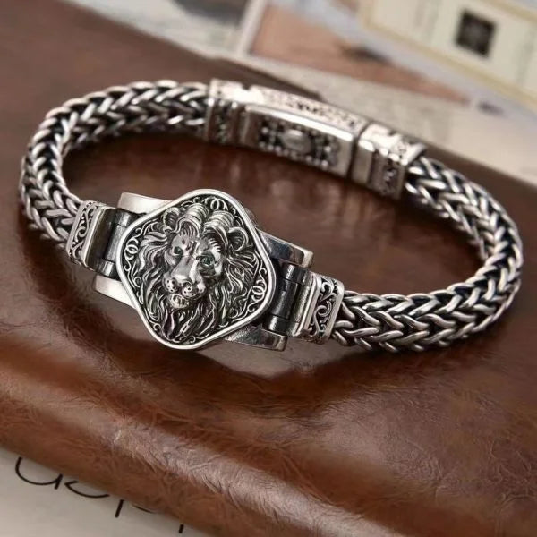 Sterling Silver Bully Lion King Bracelet