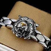 Sterling Silver Tiger Head Chain Bracelet