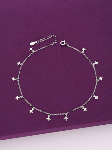 Sterling Silver Shining Star Charm Anklet