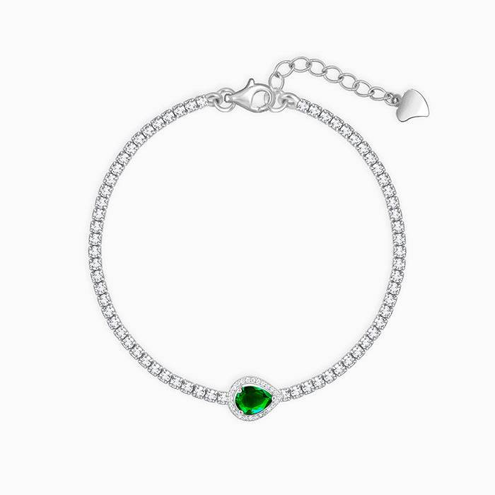 Silver Bliss Of Green Bracelet Adjustable