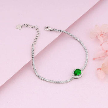 Silver Bliss Of Green Bracelet Adjustable