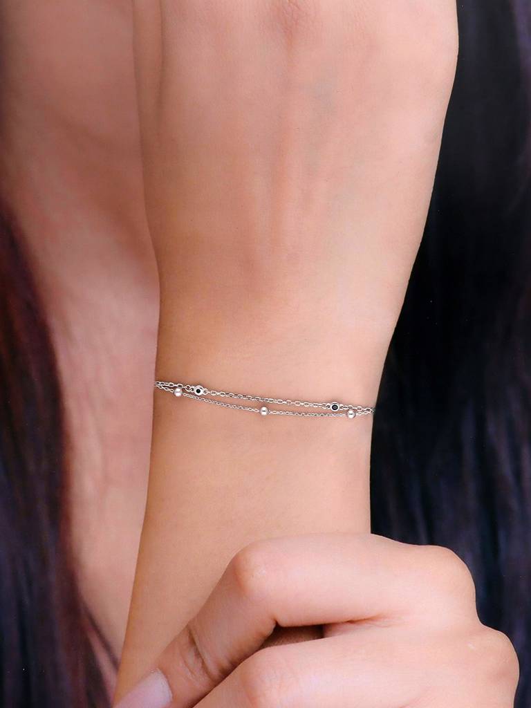 Sterling Silver Minimalistic Double Lined Casual Bracelet