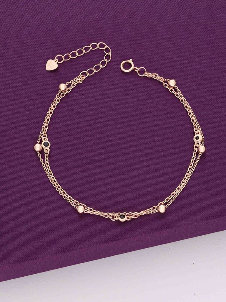 Sterling Silver Rose Gold Minimalistic Double Lined Casual Bracelet