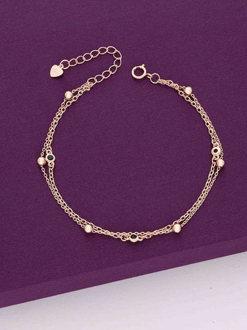 Sterling Silver Rose Gold Minimalistic Double Lined Casual Bracelet