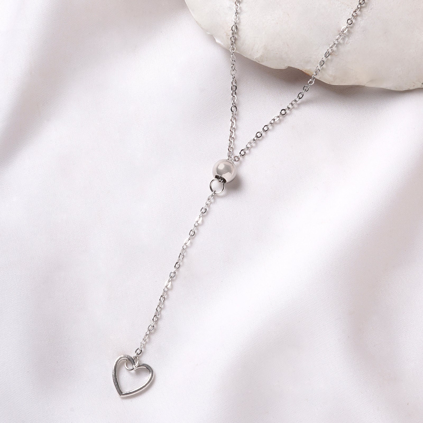 Heart Drop Silver Necklace
