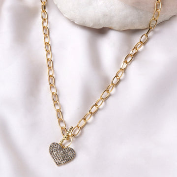 Heart Eyes Linked Gold Necklace