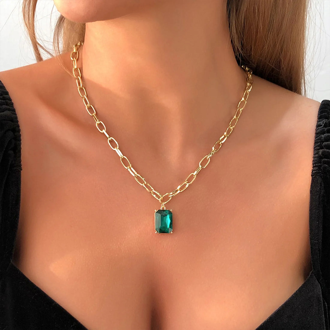 Bridget Emerald Green Stone Necklace