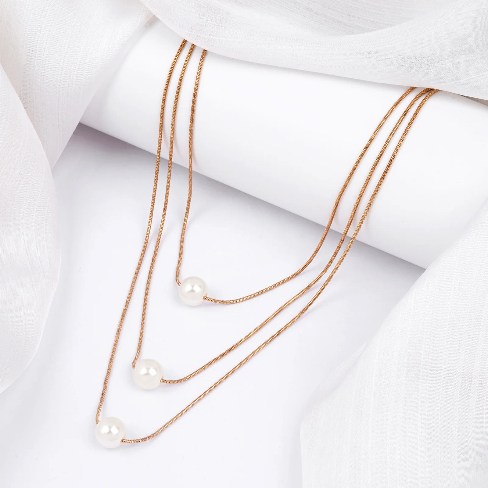 Bettie Pearl layered Gold Necklace