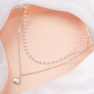 Miss T's Pearl and Silver Layered Necklace