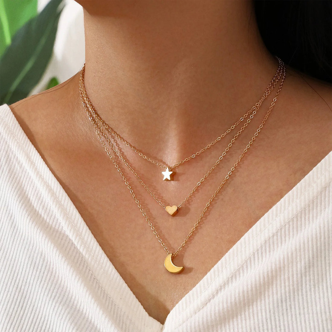 Genevive Dainty Charm Layered Necklace