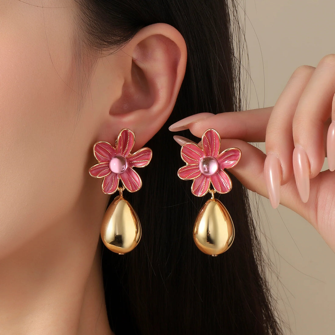 Palatial Floral Drop Gold Earring