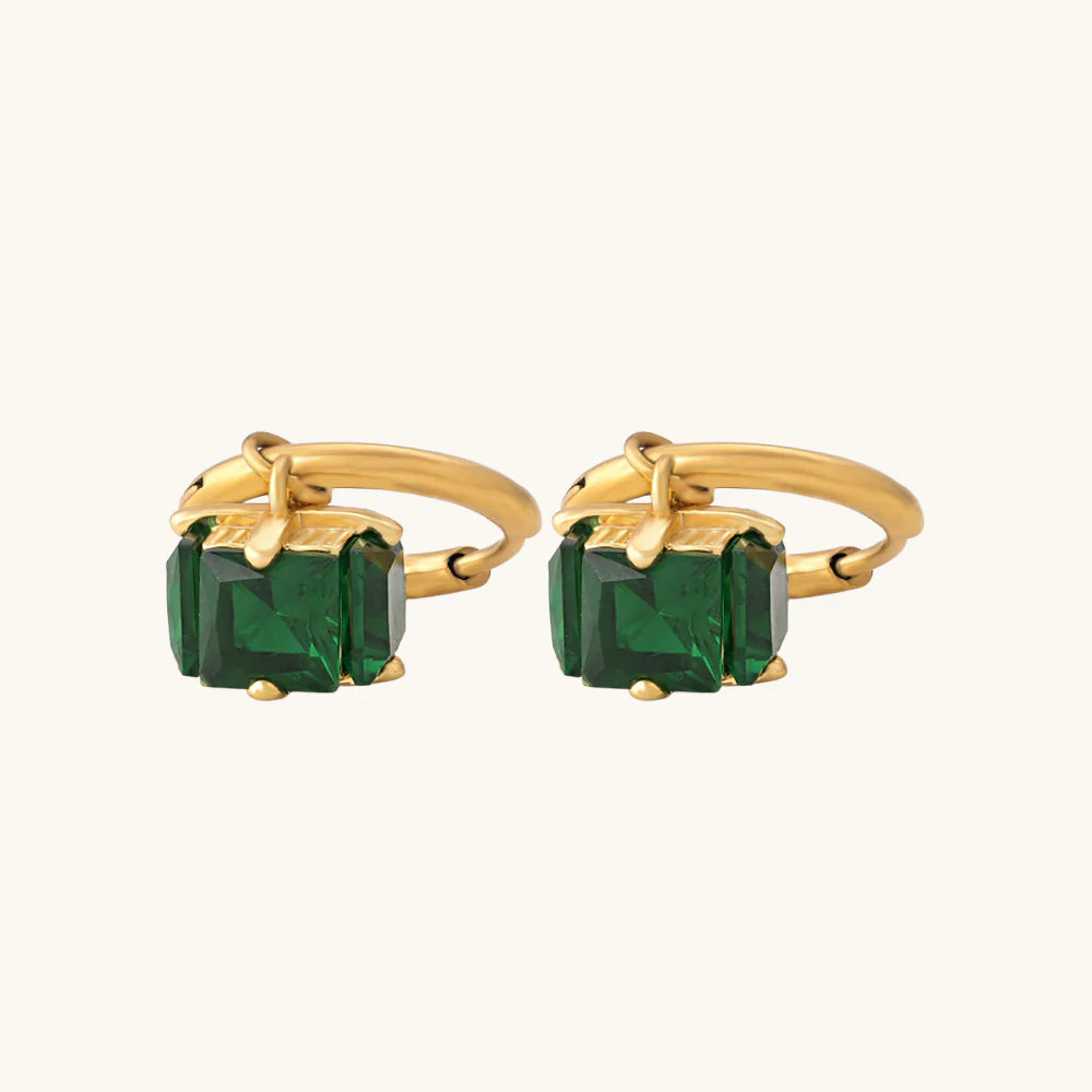 Emerald Hoop Earrings