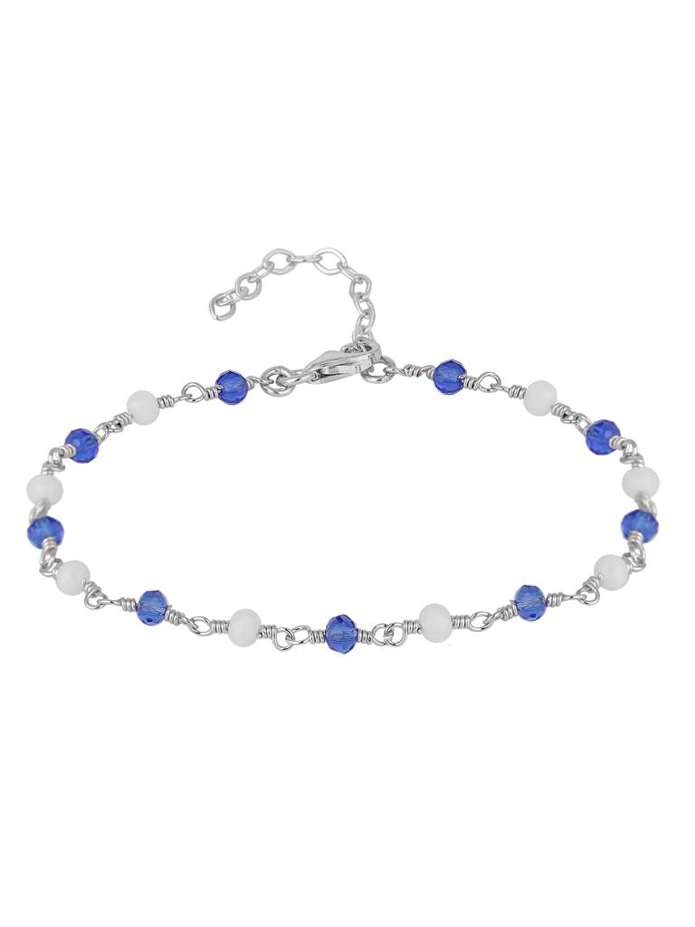 Carlton London Women Silver-Toned & Blue Brass Rhodium-Plated Charm Bracelet