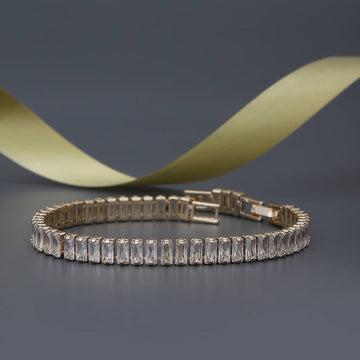 Carlton London Women Cubic Zirconia Gold-Plated Premium Link Bracelet