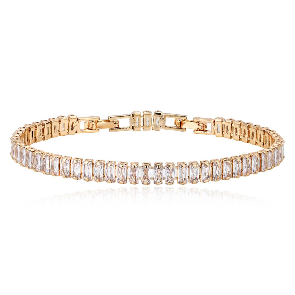 Carlton London Women Cubic Zirconia Gold-Plated Premium Link Bracelet