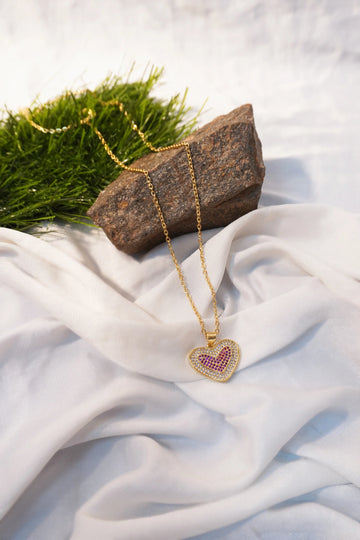 Golden Pink Heart Pendant