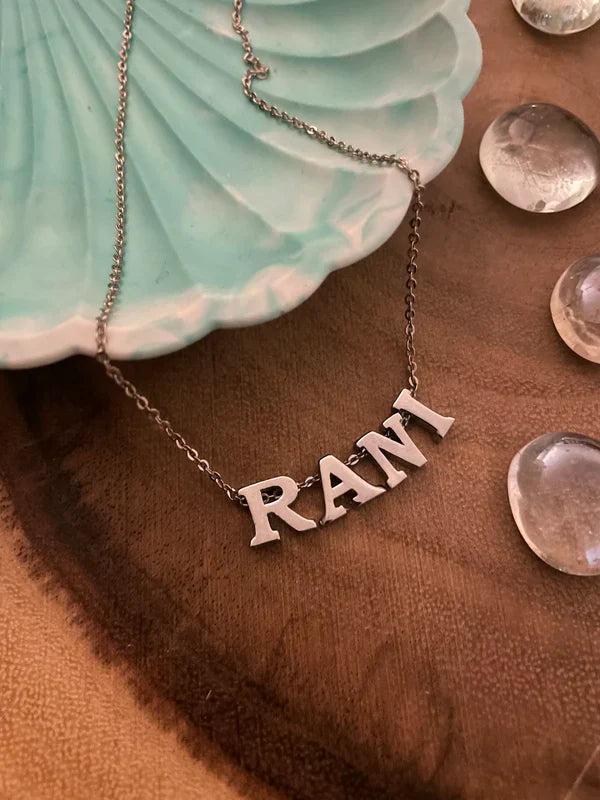 Silver Plated Name Necklace With Heart