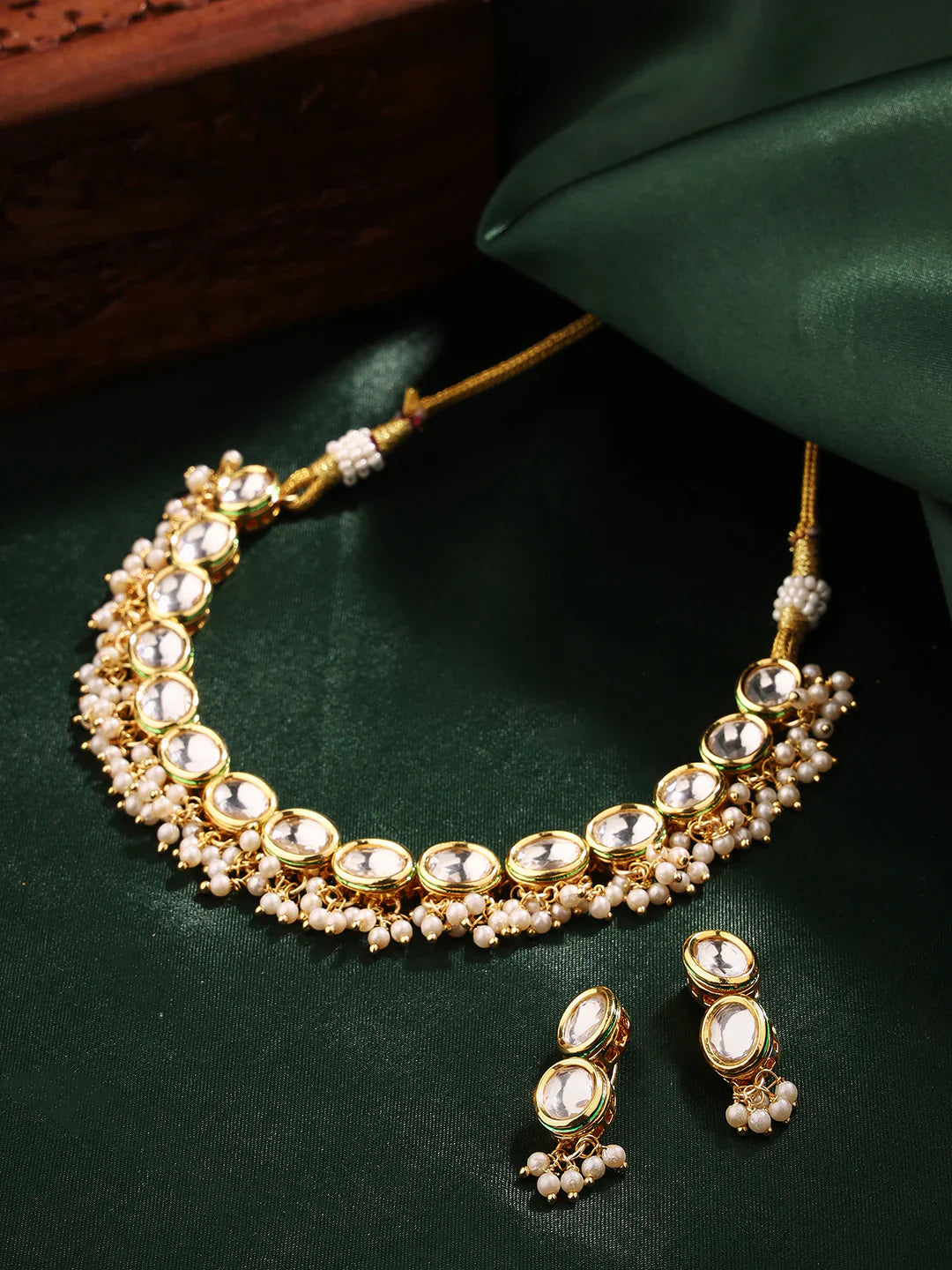 Fusion of Kundan and Pearl in Gold-Plated Jewellery Set