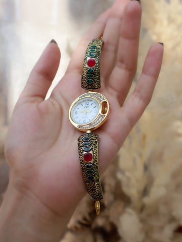 Embossed Wrist Gold-plated Watch