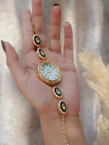 Blue Kundan stones Wrist Watch