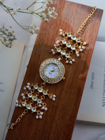 Kundan stones Pearls Wrist Watch