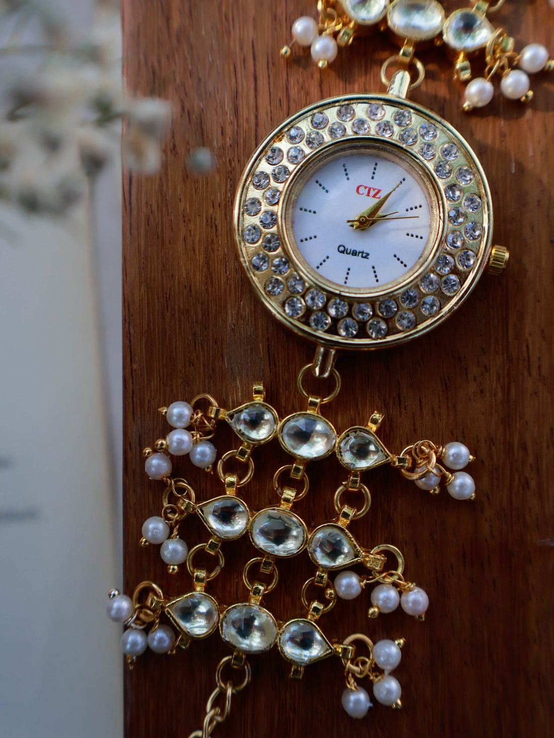 Kundan stones Pearls Wrist Watch