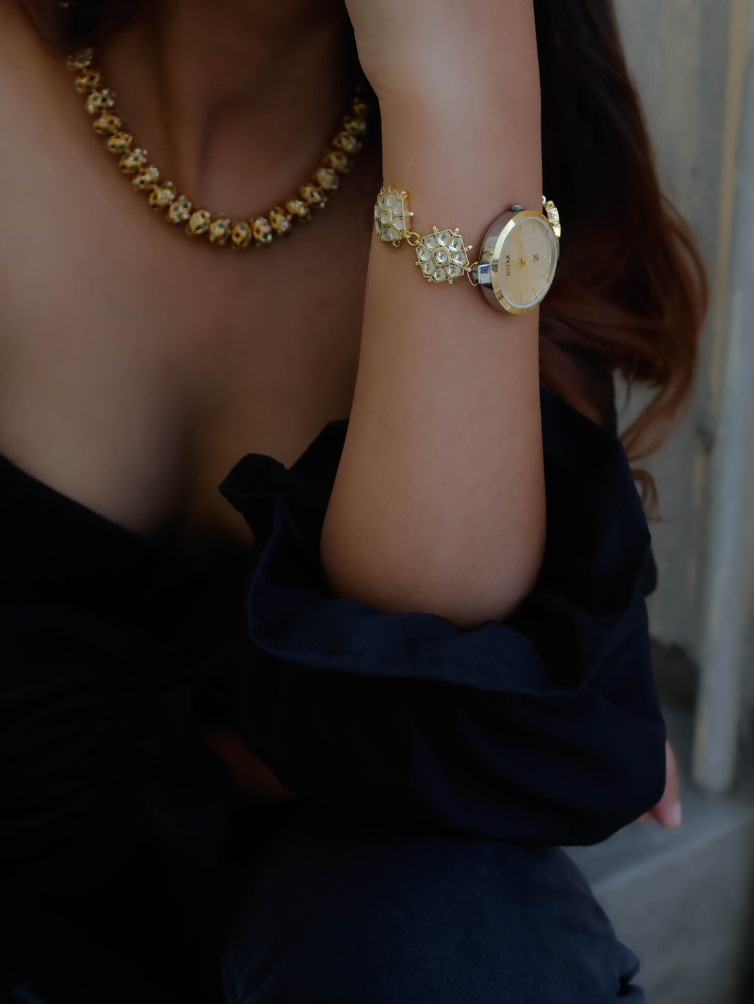 Kundan Wrist gold-plated Watch
