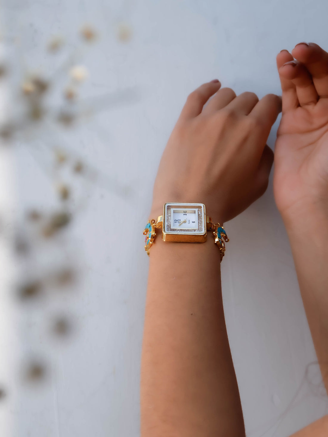 Turquoise Kundan Wrist Watch