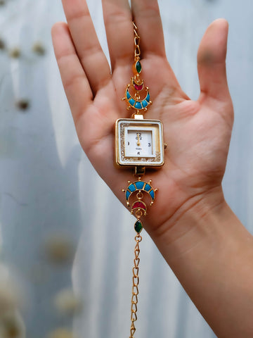 Turquoise Kundan Wrist Watch
