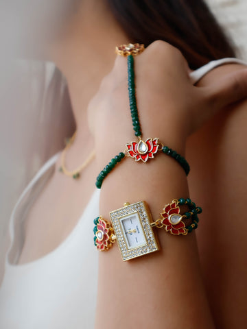 Bracelet and Wrist Watch Kundan Set