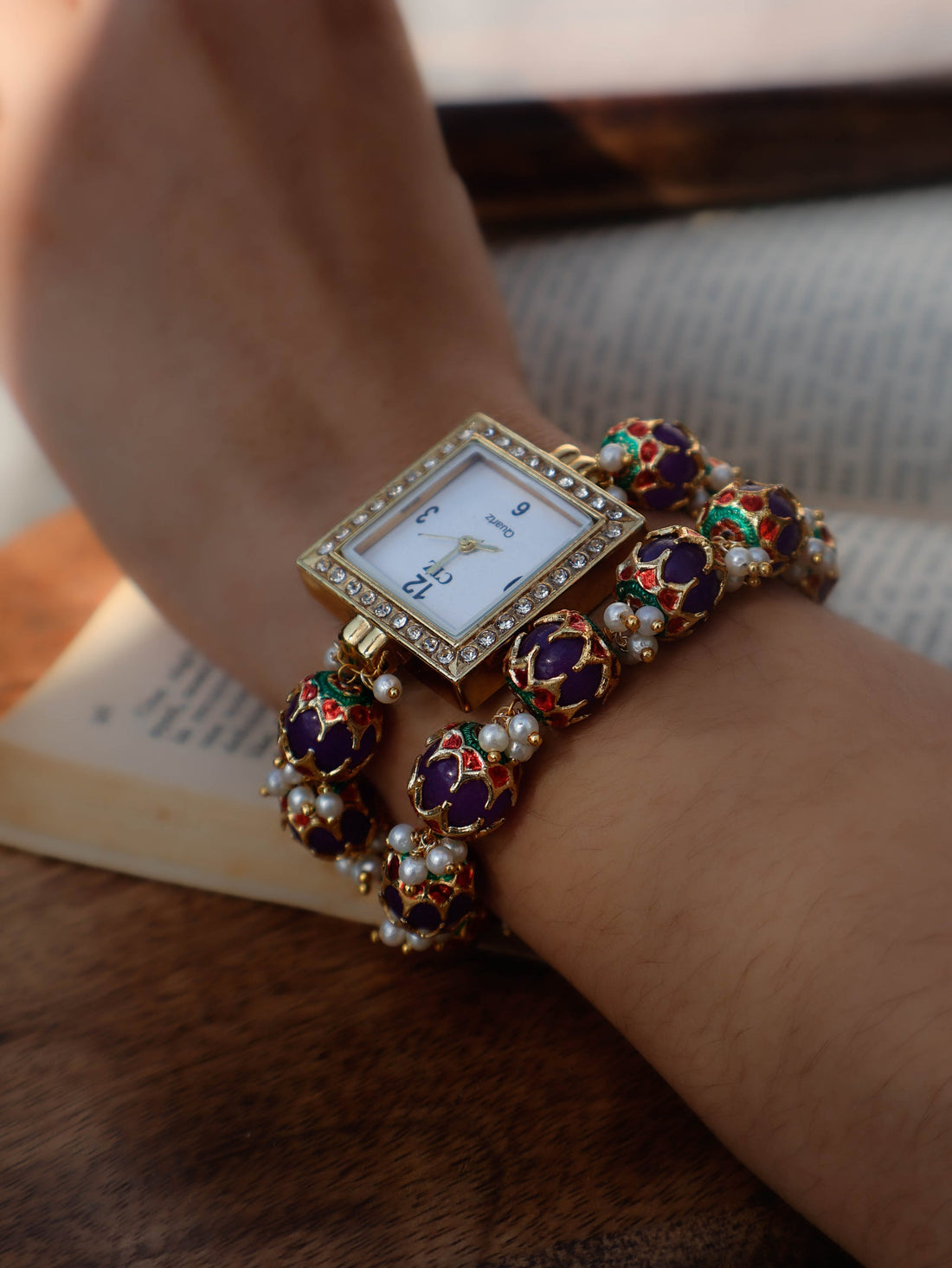 Purple Bracelet and Wrist Watch Set