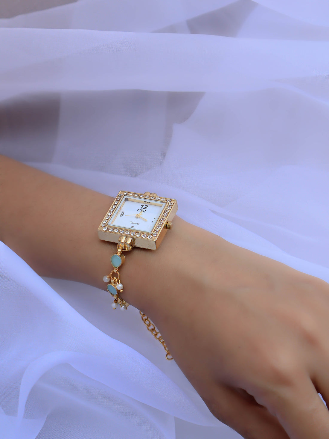 Turquoise Gemstone Kundan Wrist Watch