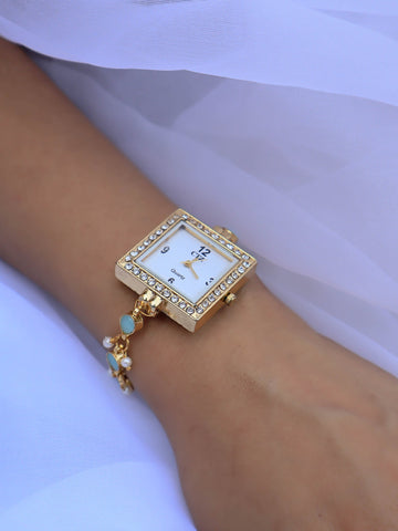 Turquoise Gemstone Kundan Wrist Watch
