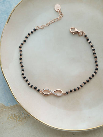 Together Till Infinity Rose Gold Plated Sterling Silver Mangalsutra Bracelet